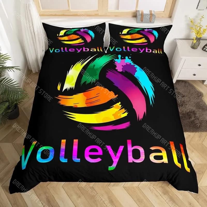 Volleyball Sport Bettwäsche Set Sport Thema Bettbezug King Queen Aquarell Volleyball Bettbezug Ball Spiel Quilt Abdeckung
