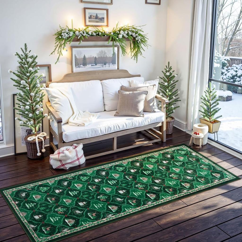 Runner Rug Corridor Carpet Non-slip Machine Washable Foldable Floor Mat Christmas Carpets Long Size Home Decoration Mats