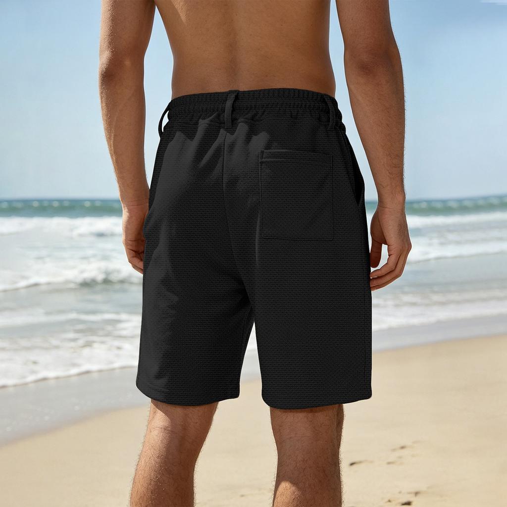 Men's Breathable Mesh Sports Shorts - Drawstring Elastic Waist, Straight-leg, Five-pocket Pants