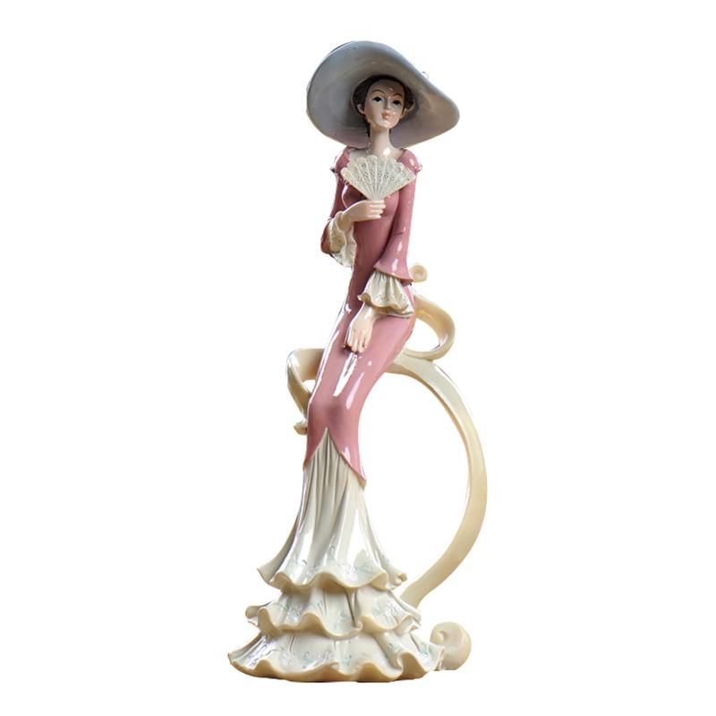 European Resin Victorian Girl Statues Accessories Home Livingroom Desktop Figurines Decoration Office Table Sculpture Adornments
