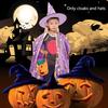 Purple Halloween Cape for Kids Wizard Witch Cosplay Cloak Costume for Dress Up Party