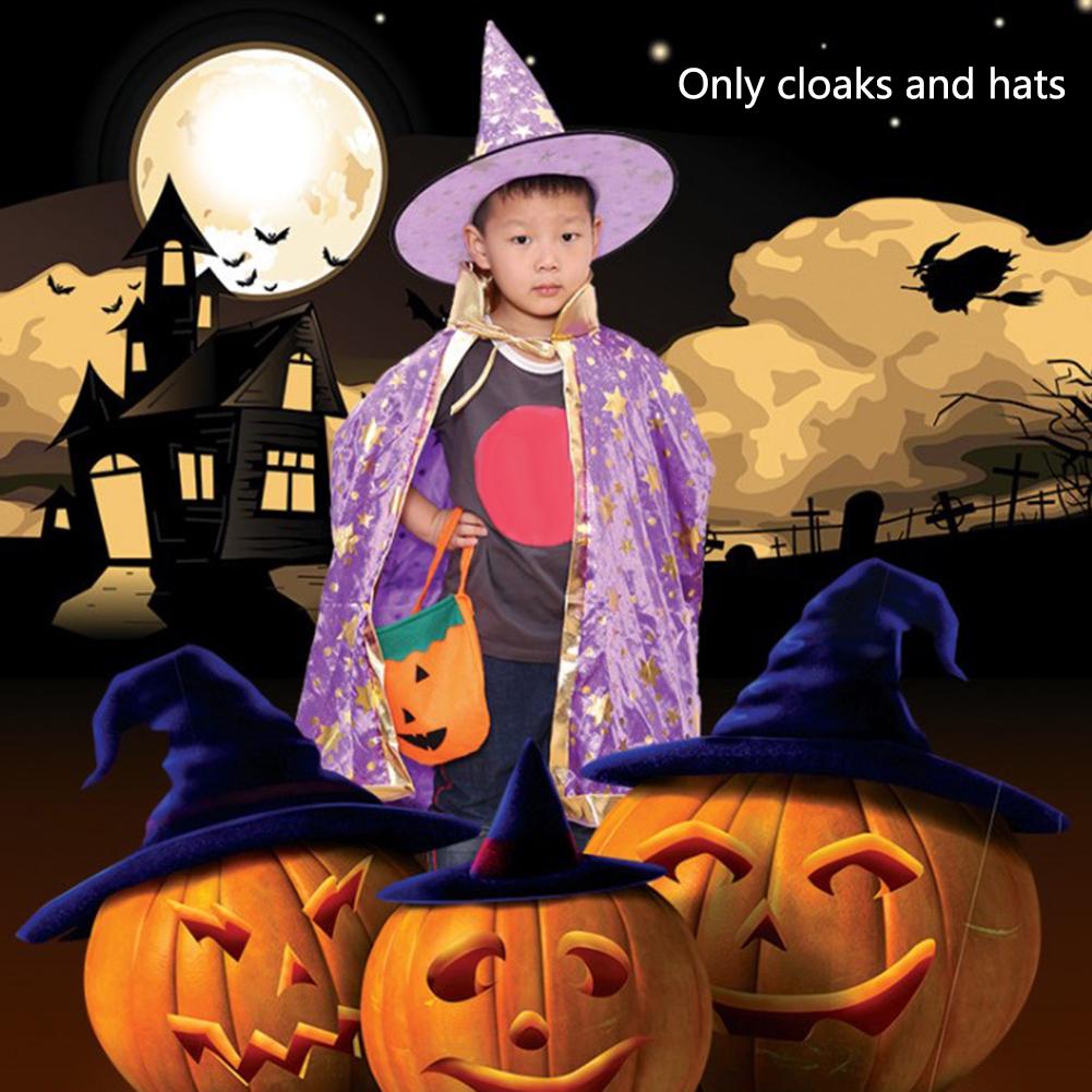 Purple Halloween Cape for Kids Wizard Witch Cosplay Cloak Costume for Dress Up Party