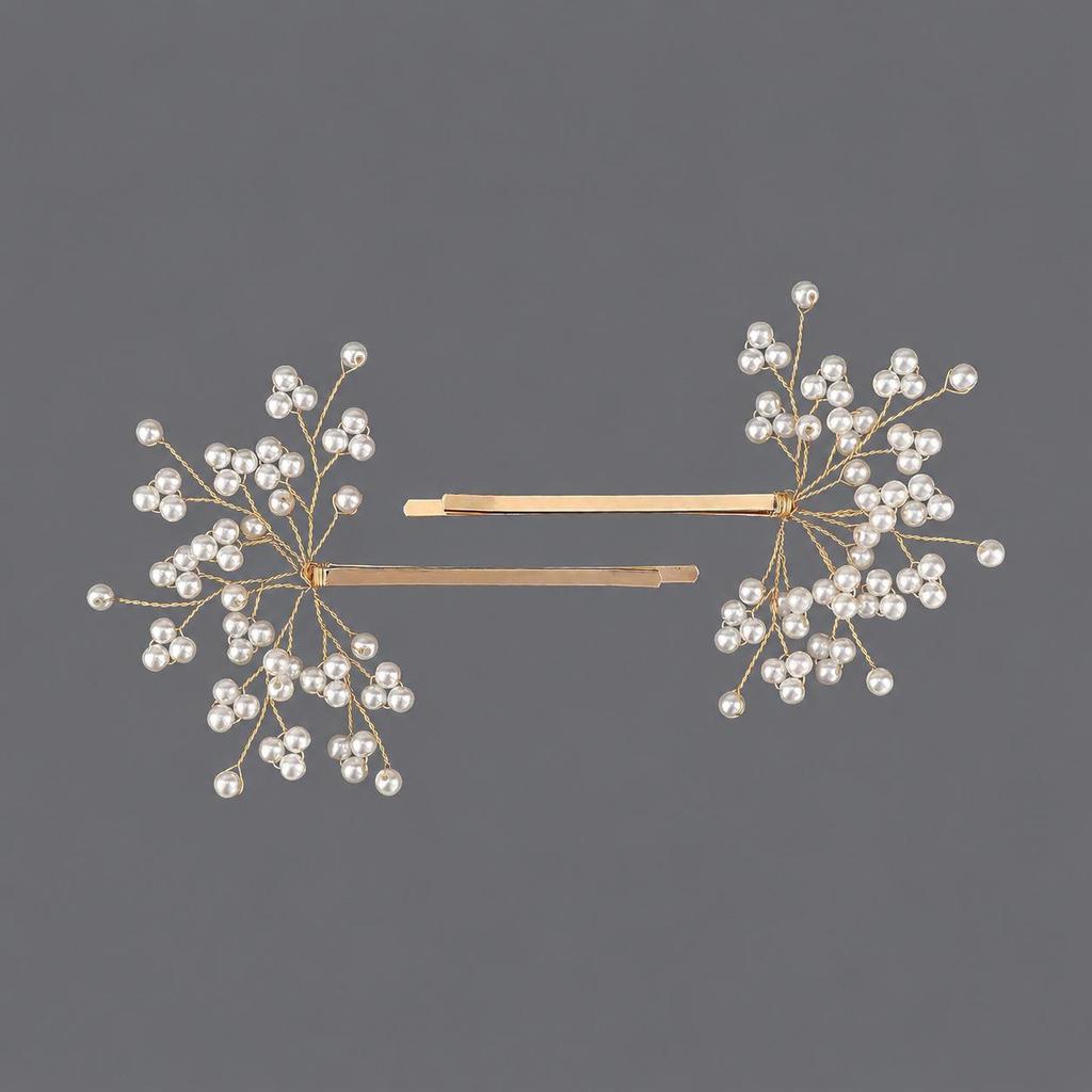 Handmade Flower Hair Clip with Alloy, Pearl and Drip Oil - Bridal Wedding Headwear Accessory