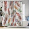 Feather Print Shower Curtain Waterproof Bath Decorations Multicolored Rustic Country Style Home Decoration 3D Printed Shower Pan