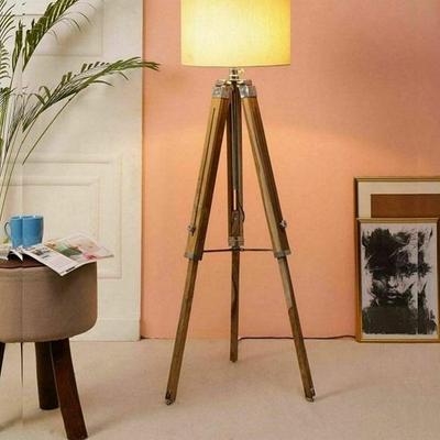 Natuurlijk teakhout Grote vloerlamp Statief Verstelbare handgemaakte lampvoet Standlicht zonder schaduw Decoratieve hoek Woonkamer Slaapkamer