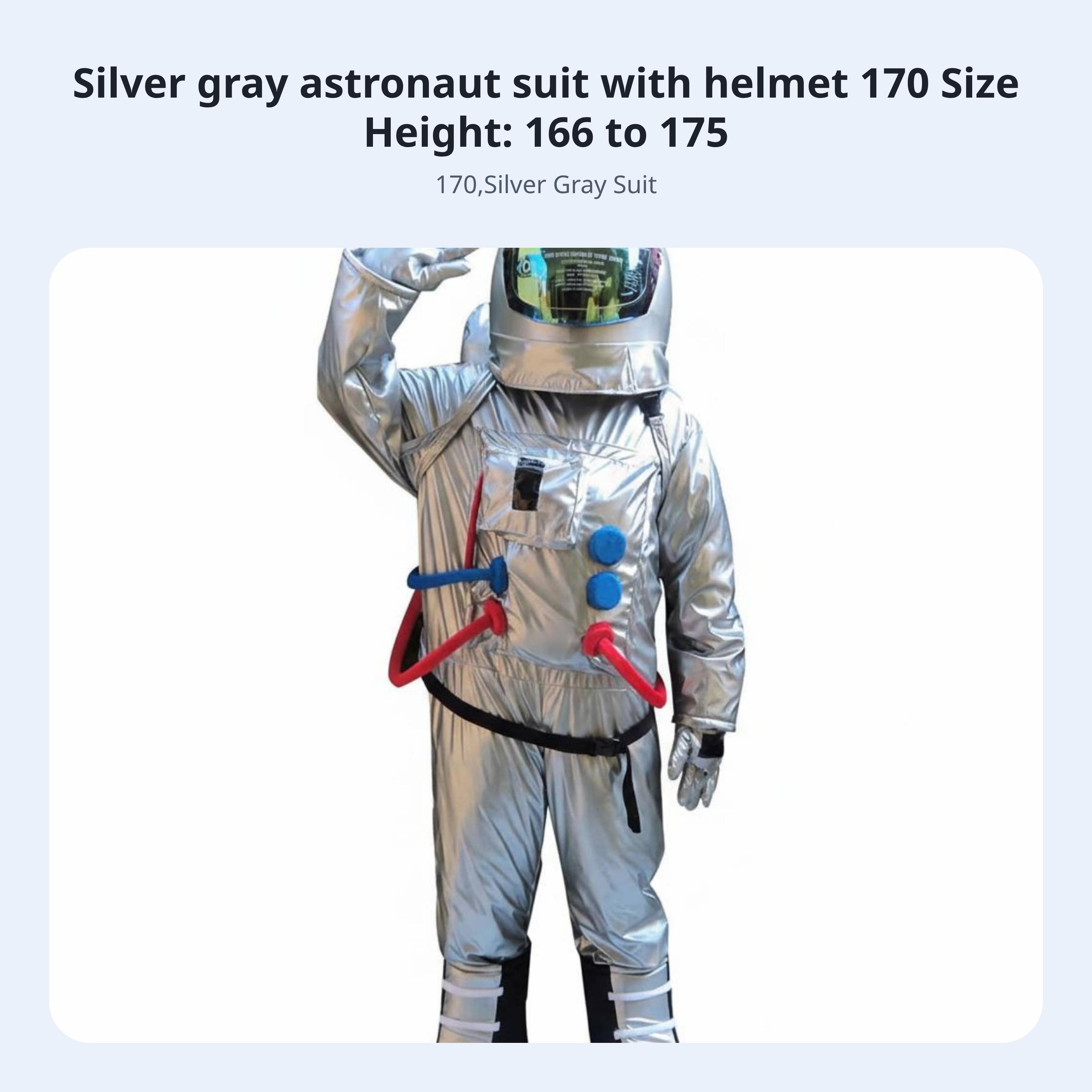 Astronautenpak Prestatie Rekwisiet Volledig Volledig Astronautenpak Ruimtepak Kostuum Voorste Sluiting Ruimtevaarder Jumpsuit gray