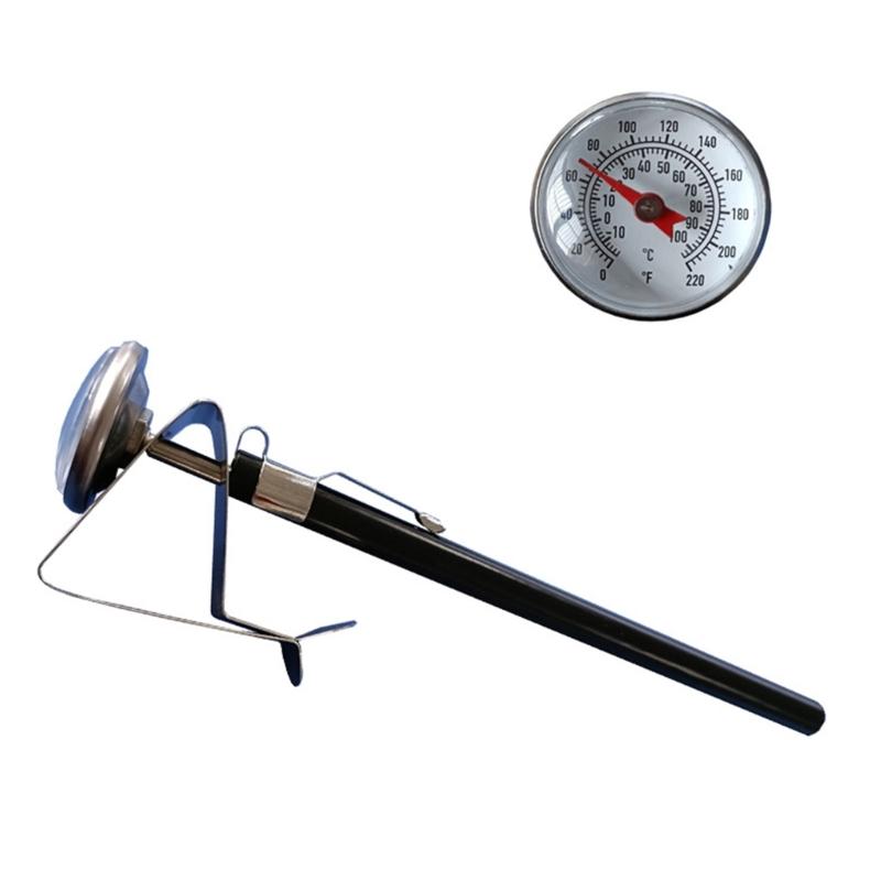 Kitchen Milk Temperature Reader with Metal Stem and Pot Side Clip, Two Scale Face for Coffee Heating and Home Cooking