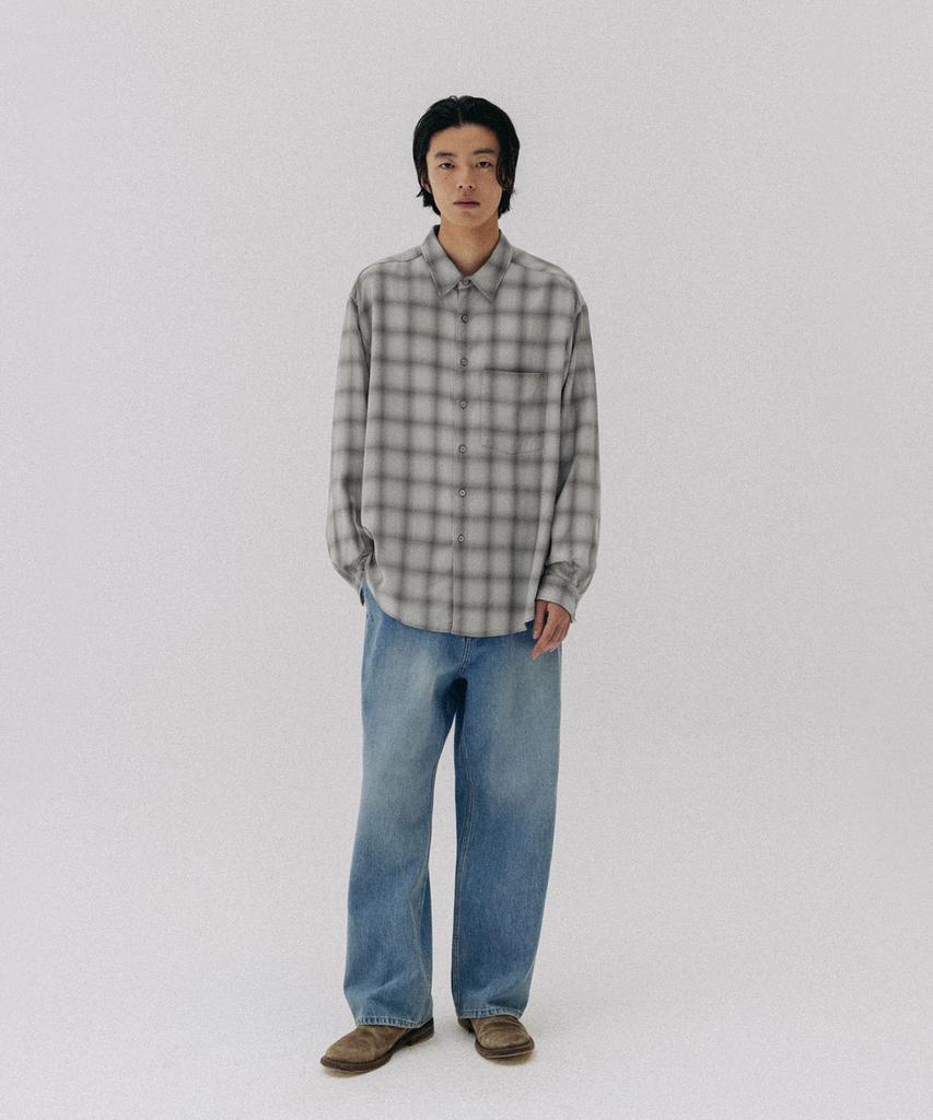 BLANKROOM Check Shirt_Haze Gray