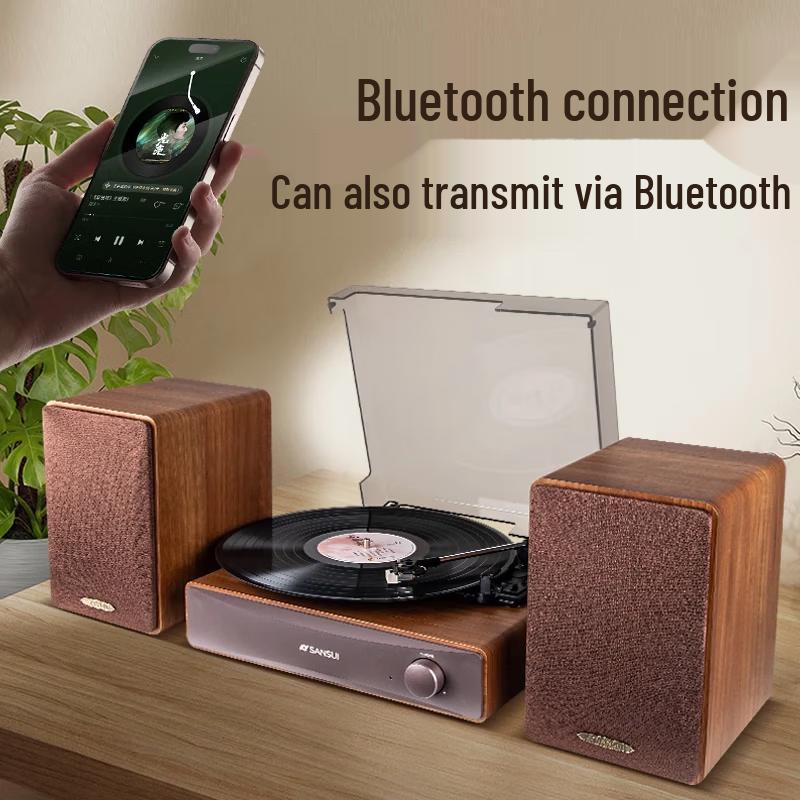 SANSUI V31 Retro Vinyl Record Player with Dual Subwoofers