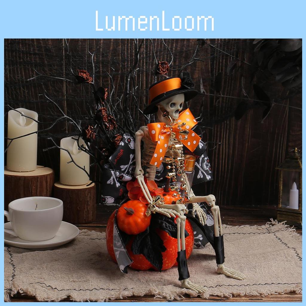 Skeleton Pumpkin Halloween Tabletop Ornament Party Decoration Spooky Props Event
