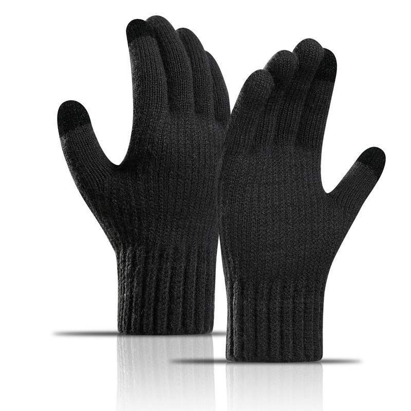 Men Touchscreen Gloves Winter Outdoor Riding Warm Fleece Lined Thick Alpaca Wool Knitted Gloves