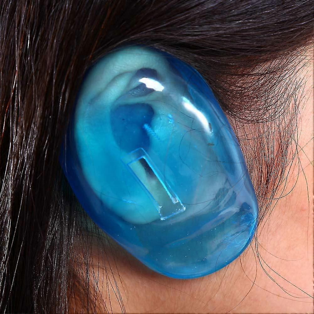 Ear Shield for Hairdresser, 2 Pcs Blue Ear Cover Shield Smudge-Proof Plastic Protector Protects Earmuffs from Dyeing, for Hairdressers and Hair Color