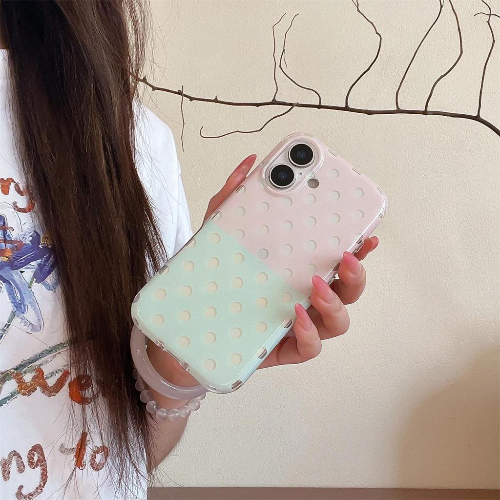 Color Block Polka Dot iPhone 15 Pro Max Anti-Fall Case