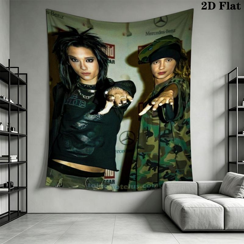 Bill Kaulitz E Tom Kaulitz Wall Tapestry Aesthetic Wall Hanging Printed Fabric Blanket Decorative Tapestries for Bedroom Living Room Home Decor