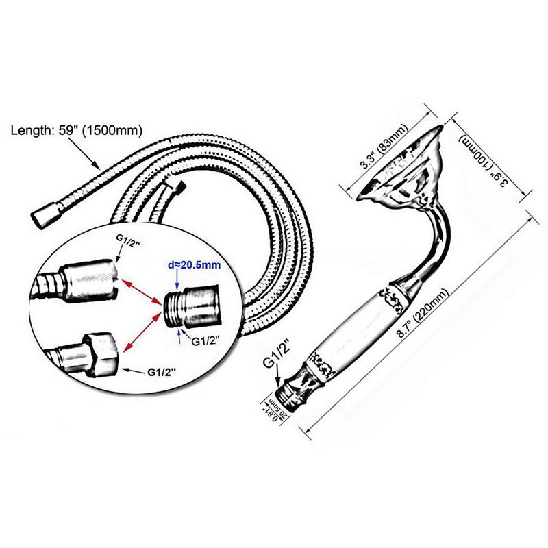 Antique Brass Ceramics Telephone Hand Held Shower Head & 1.5 M Hose Water Saving Handheld Sprayer Shower Set Nhh116