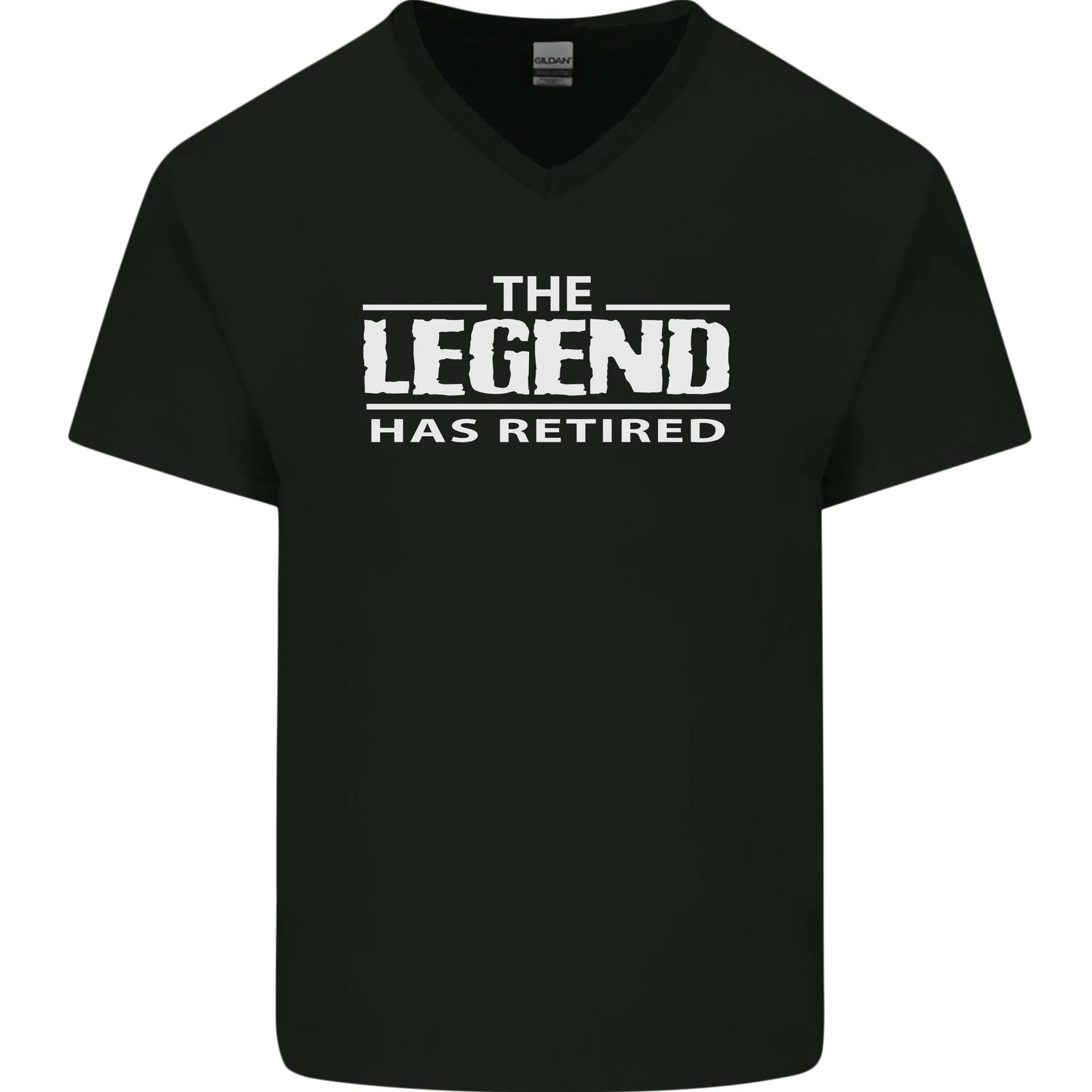 The Legend has Retired Retirement Funny Mens V-Neck Cotton T-Shirt S разноцветный