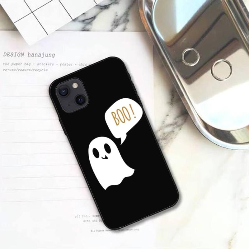 Cute Ghost Spooky Phone Case For IPhone 13 12 11 XS X 8 7 6 Plus Mini Pro Max SE 2022 Soft Black Phone Cover
