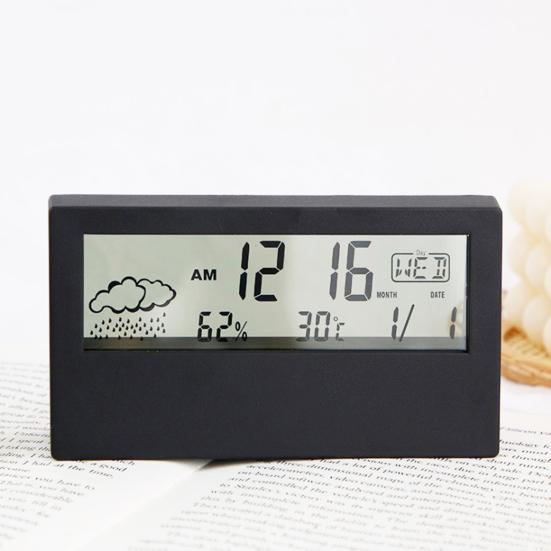 Digital Clock Multifunctional Temperature Display Mute Modern Desk LCD Electrical Alarm Clock for Office