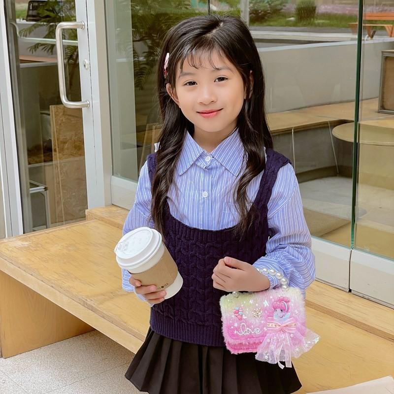 Trendy Mini Pearl Handbag For Children Chic Shoulder Bag With Breathable Material