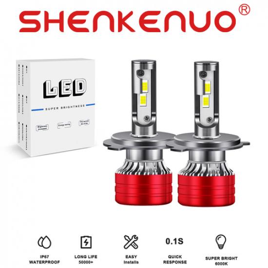 2-sides H4 9003 Super White 12000LM Kit LED Headlight Bulbs High Low Beam 6000K