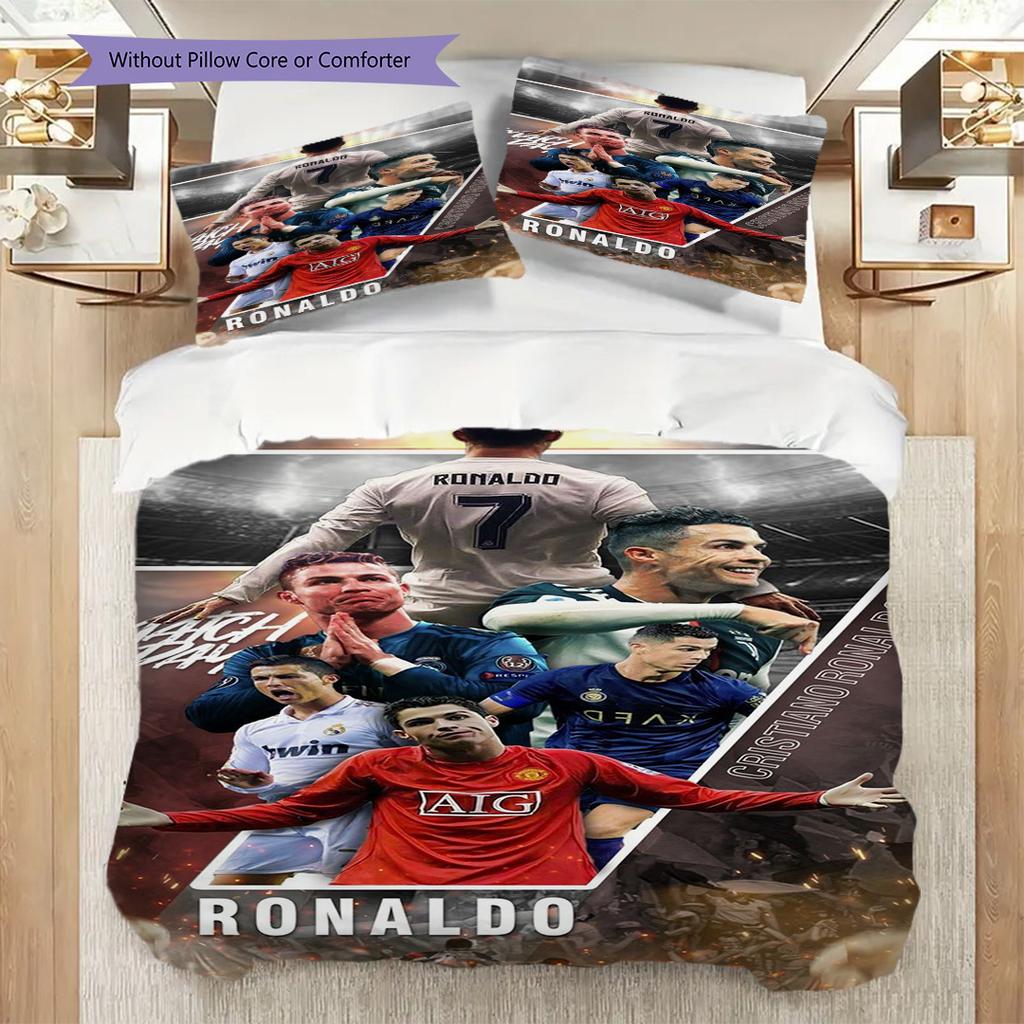 Cristiano Ronaldos Goal Triumph Bedding (1 * duvet cover + 2 * pillowcase, without core) 2D Flat Bedding set Soft and comfortable