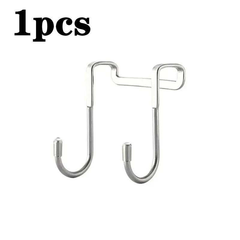 

S-образный крючок из нержавеющей стали, самоклеящийся, на дверь, подвесные крючки, для хранения на дверце шкафа, для пальто, полотенец, сумок, ключей 1PC