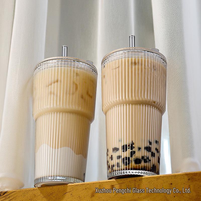 

Полосатая стеклянная кофейная чашка, устойчивая к высоким температурам - Утолщенная, взрывобезопасная, пищевого класса. Cup Only