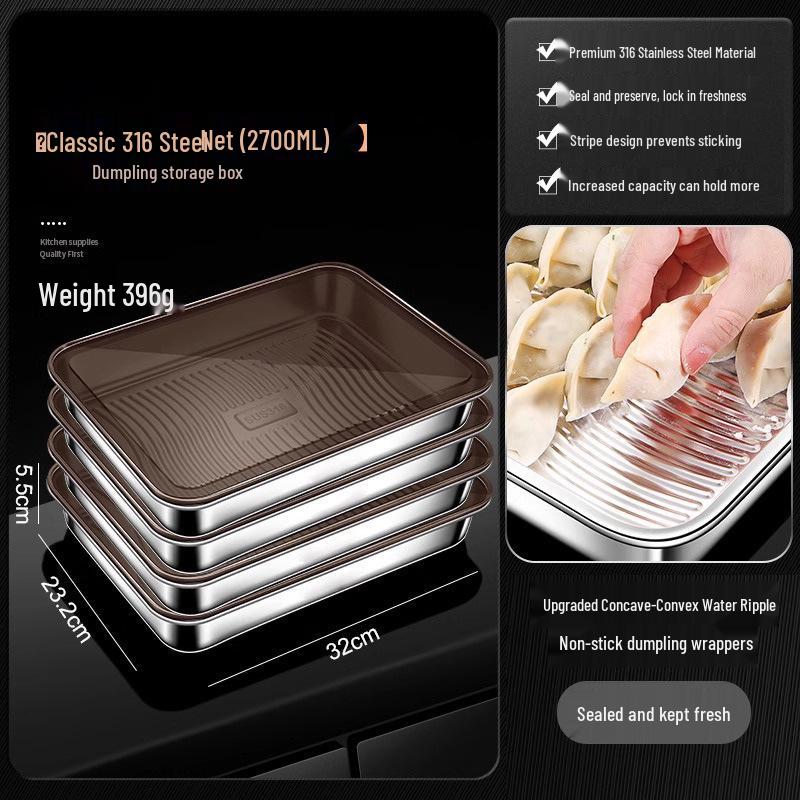 Stainless Steel Sealed Storage Box with Lid for Dumplings