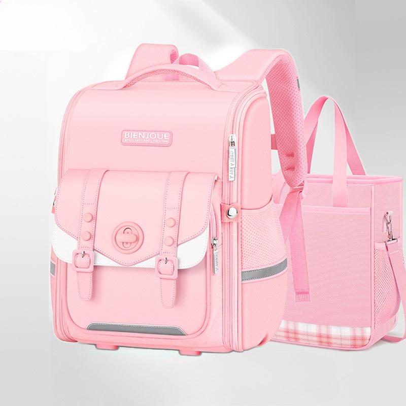 Primary School Girls' Backpack, Lightweight and Burden-reducing, Waterproof, Large Capacity, Spine-protecting, Double-strap Backpack, Macaron Color