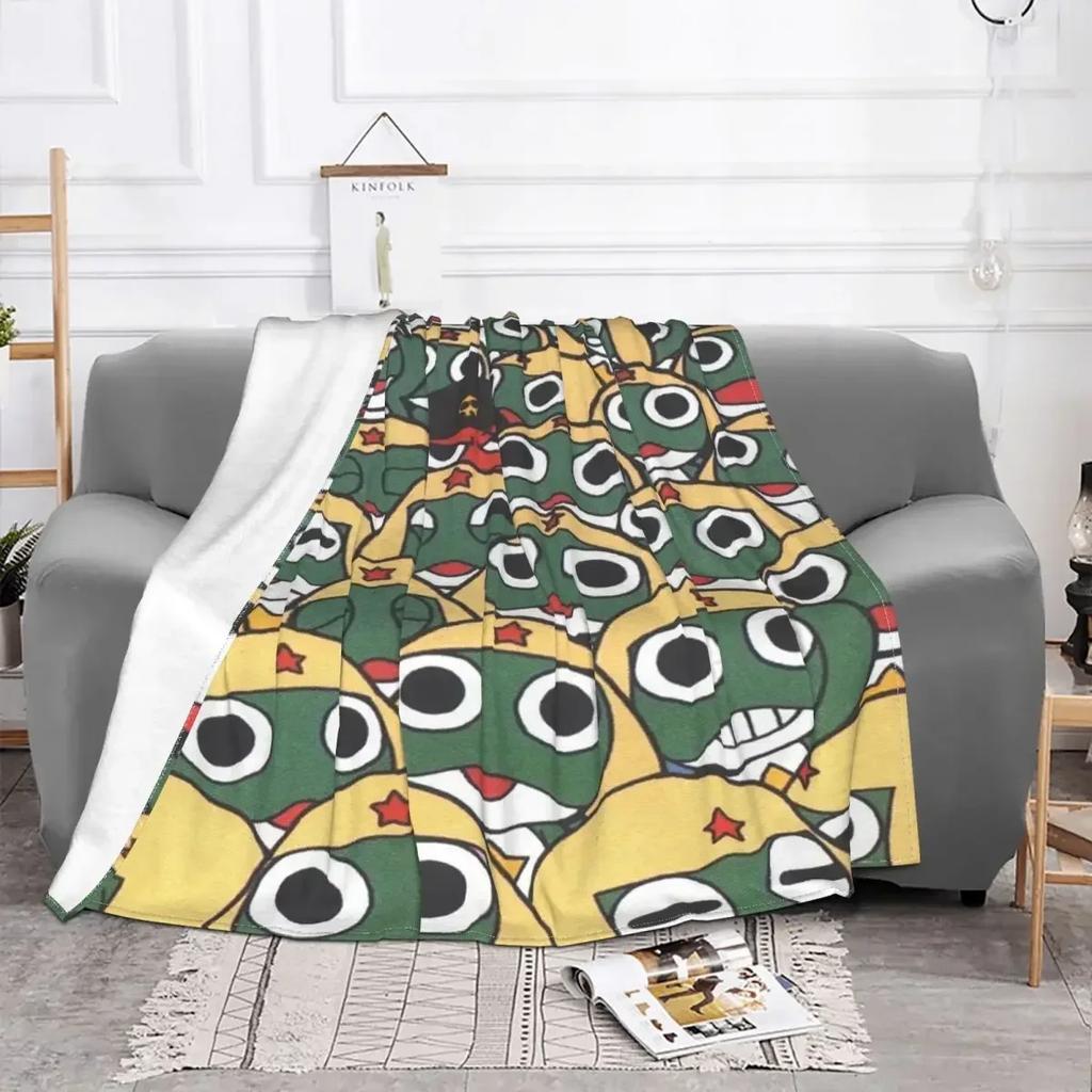Anime Keroro Plaid Blankets Sofa Cover Fleece Printed Cartoon Collage Lightweight Thin Throw Blankets for Sofa Bedroom Rug Piece#