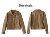 2025 Women's Slim Leather Jacket: Short, Fashionable, Turn-Down Collar Coat XG9957