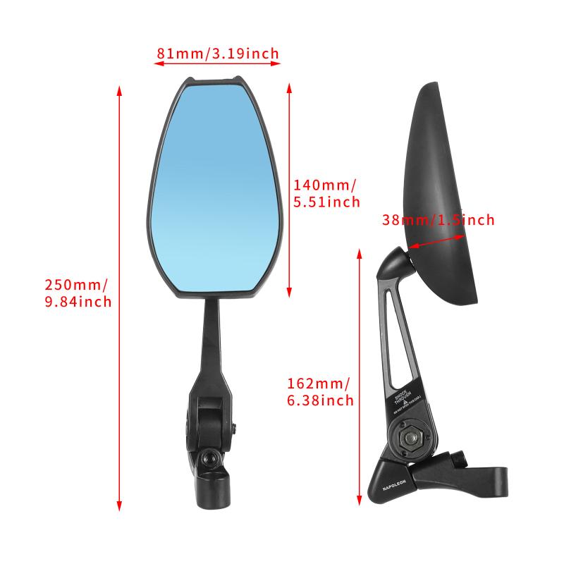 Universal Motorcycle Rearview Mirror Easy to Clean Anti-Glare Modification Side Mirror for Scooter E-Bike Long Trip