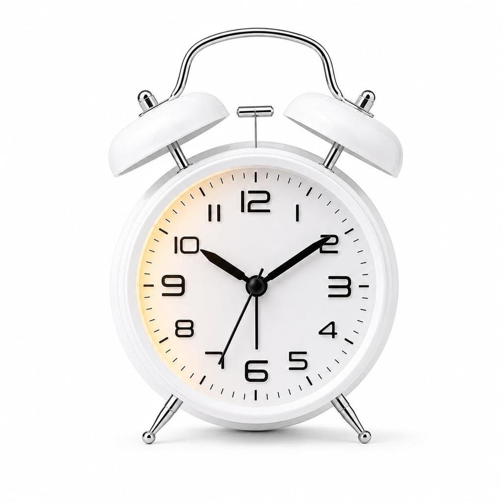 Loud Alarm Clock, Retro Bell, Night Light, Table Clock, Student Clock, Simple, Children's Clock, Quiet, Living Room, Bedroom, Desk, Compact, Nordic