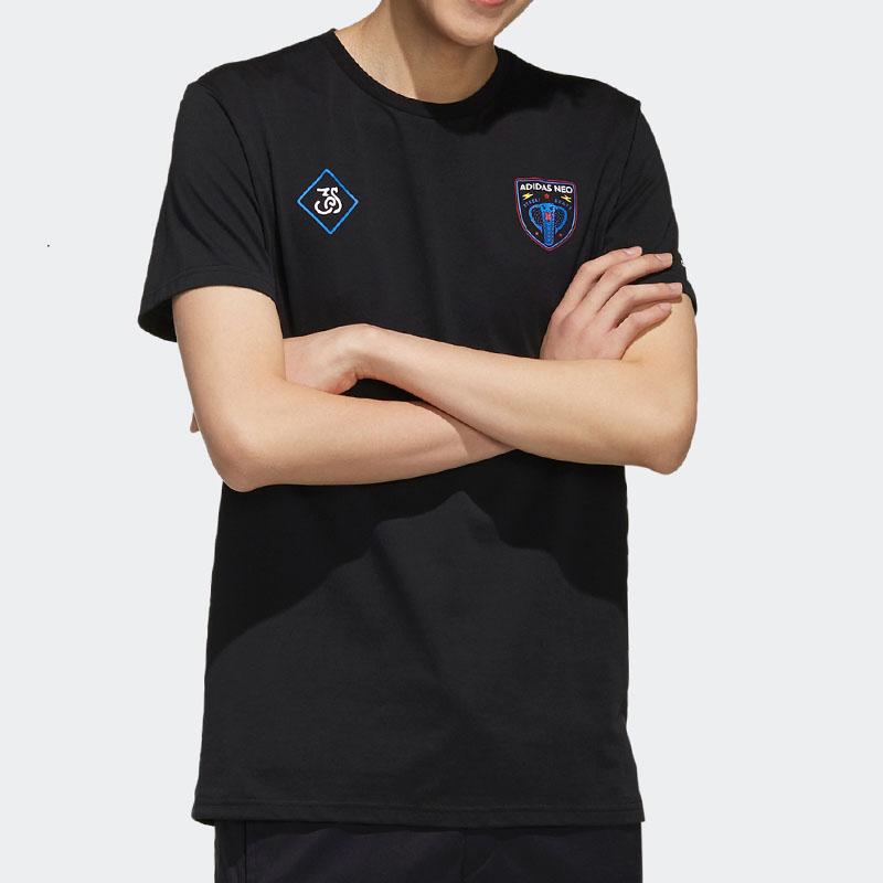 Adidas Neo Fun Print Sports Crew Neck T-Shirt Men Tops Black EI4529