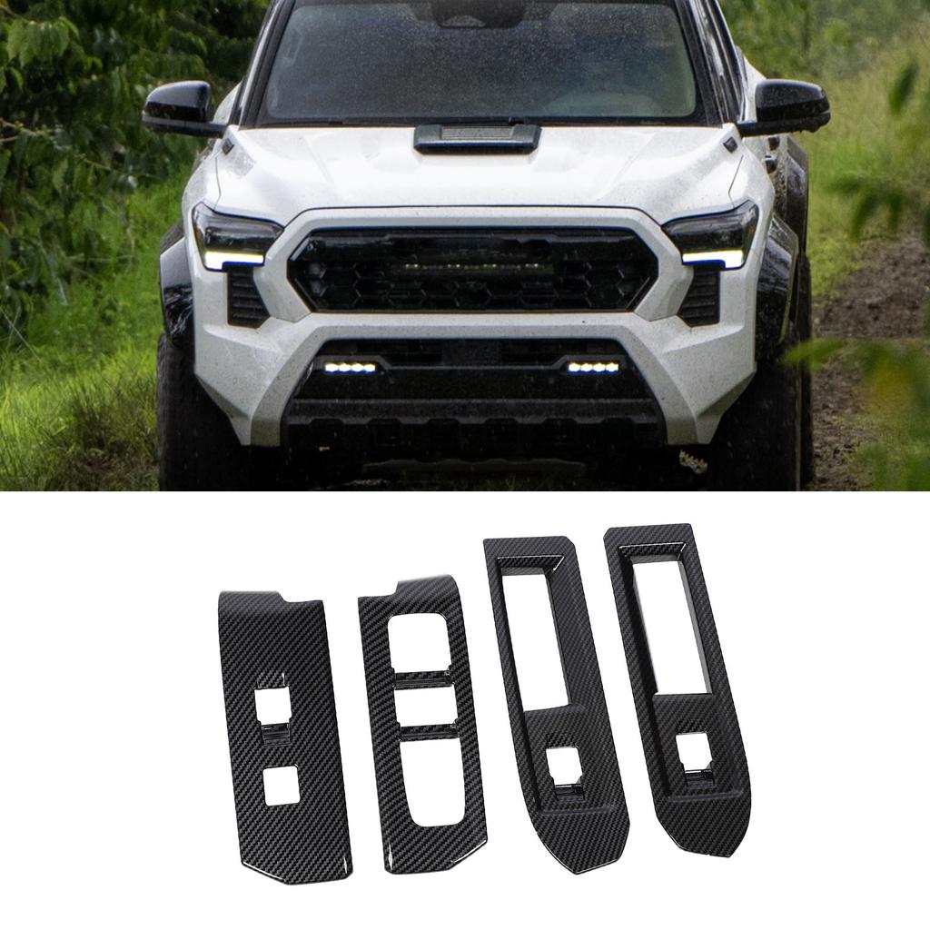 4pcs Window Switch Panel Cover Trim Carbon Fiber Style Interior Decoration Window Control Panel Trim