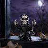 Small Halloween Statues for Shelves Resin Figurine, Spooky Skeleton Pumpkin Ghost Statue Home Accents Tiered Tray, Tabletop, Shelf, Indoor Kitchen