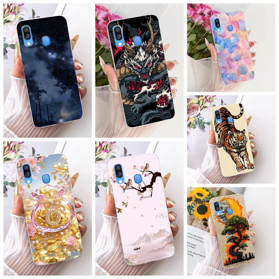 For Samsung A40 Case Transparent Cute Cat Fashion Butterfly Funny Painted Phone Casing For Samsung Galaxy A40 SM-A405F Cover