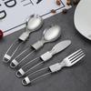 Portable Picnic Stainless Steel Utensils Folding Tableware Cutlery Spoon Spork Fork