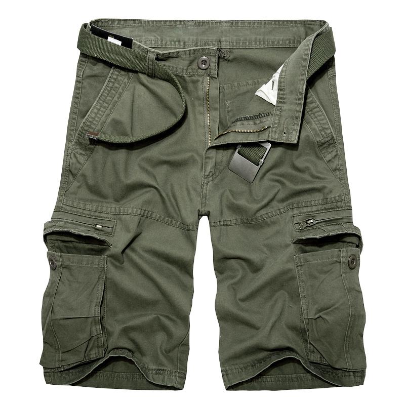 Sommer Herren Freizeit Latzhose Baumwolle Locker Mehrfach-Taschen Cargo Shorts Outdoor Große Größe Kurze Hose Pantalones Ohne Gürtel