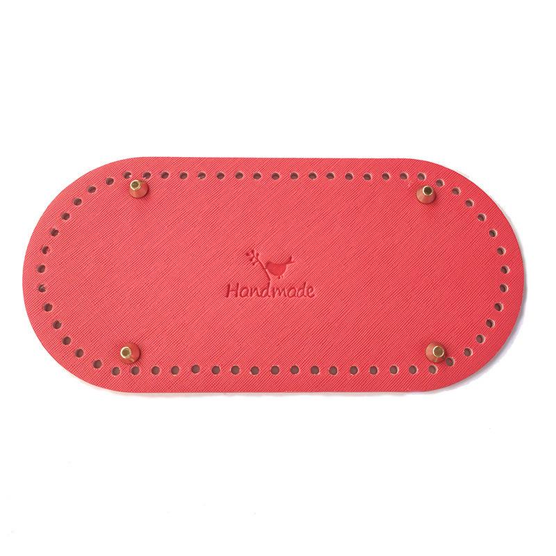Handmade Leather Crochet Bag Base with Oval Logo - Quality DIY Accessory