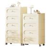 Cream Style Plastic Storage Cabinet: Thick Drawer-Type Bedside Table for Bedroom or Living Room Snack Storage.