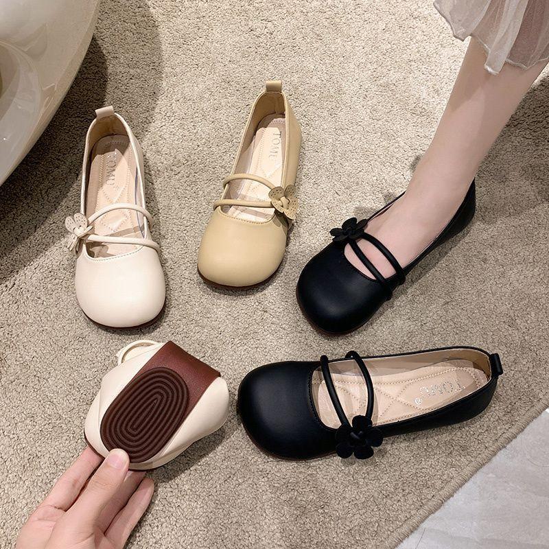 Flat single shoes women's summer evening gentle shoes 2025 new grandma shoes with skirts one pedal Mary Jane Doudou shoes