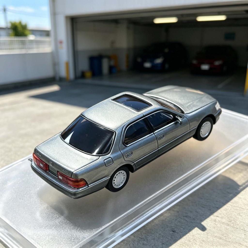 ABBX1 FineWorks 1/64 Original LS400 Model with Iron Base and Rubber Tires, Open Hood, Alloy Vehicle Model
