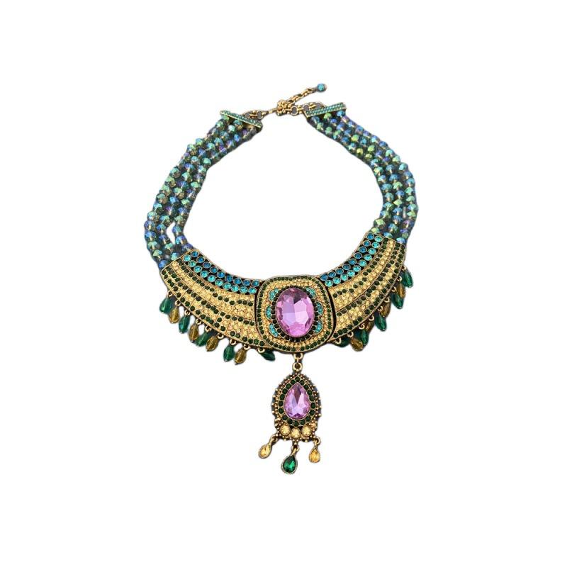 

Ожерелье из хрустальных бриллиантов в стиле ретро, многослойное ожерелье из фиолетовых хрустальных бриллиантов в стиле легкой роскоши