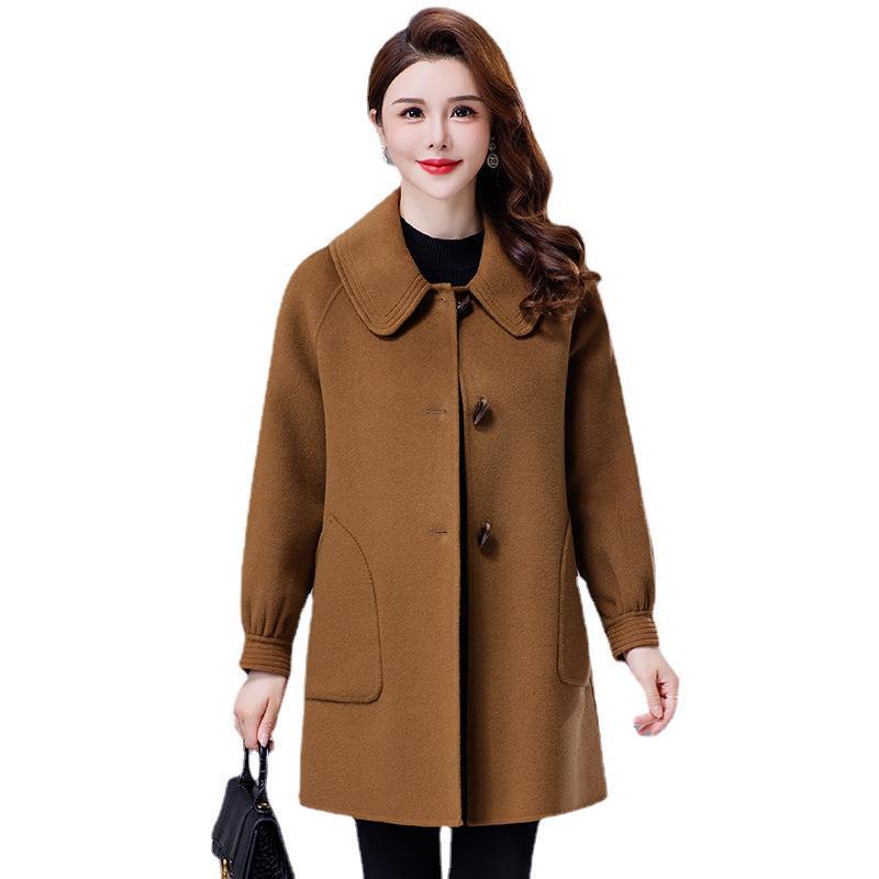 Women's Petite Mid-length Double-faced Wool Coat - Autumn/Winter 2026 New Style for Middle-aged Mothers