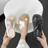 High-end Thick-soled Slippers Women's Summer New Outer Wear Niche Metal Flower Cover Toe Fashion Slippers