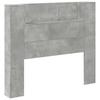 Headboard with Storage and LED Lighting Concrete Grey Wood Based Material
