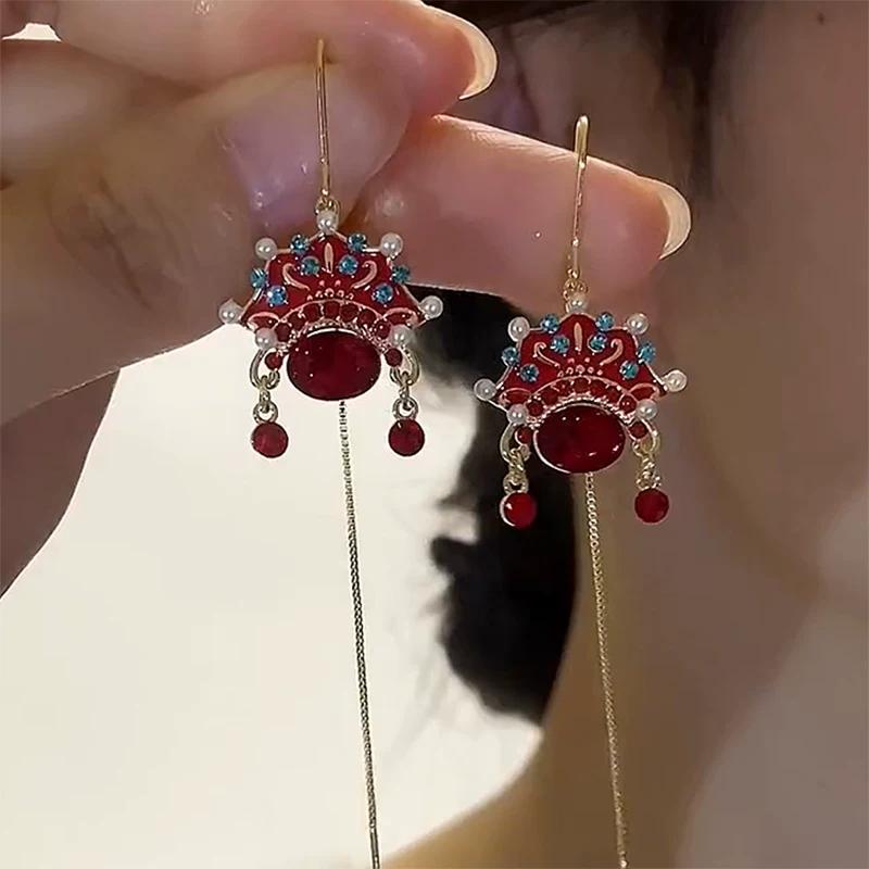 Chinese Style Facebook Earrings Women's Light Luxury Temperament Fringed Ethnic Style Earrings Red Earrings 2026 New Trend
