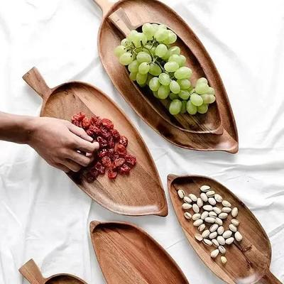 Vysoce estetický dřevěný tác ve tvaru listu, odpolední čajový tác, západní sushi tác, dezert, ovoce, jídlo, tác, dřevěný vodotěsný