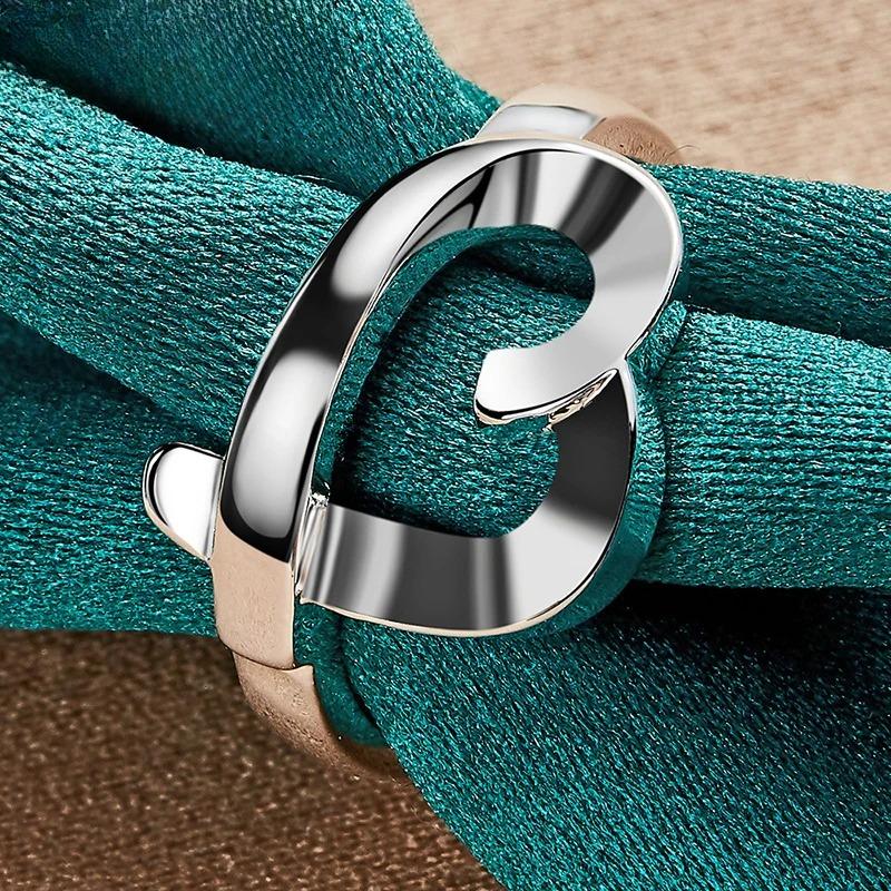 925 Sterling Silver Heart 6-10# Ring for Women Wedding Lovers Party Fashion Charm Jewelry